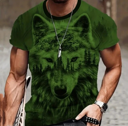 Retro Men Tshirt 3D Animal Printed Short Sleeve