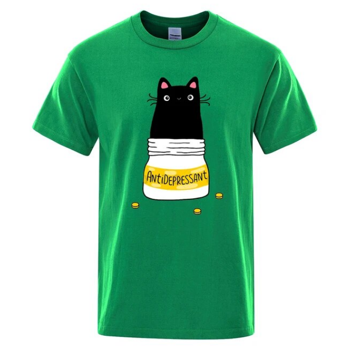 Comic Version Of The Little Cat Antidepressant Men Tshirts