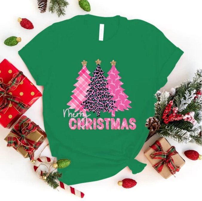 Funny Merry Christmas Tree Print Tshirt