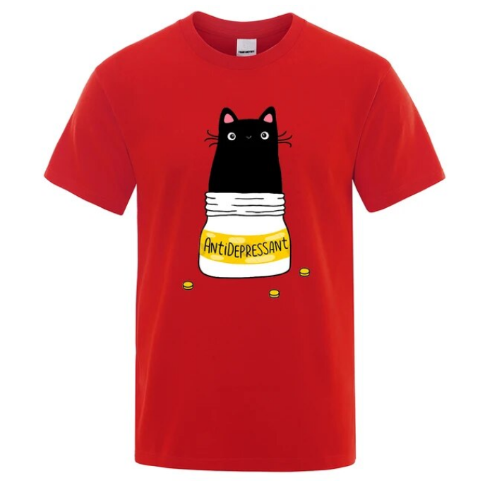 Comic Version Of The Little Cat Antidepressant Men Tshirts