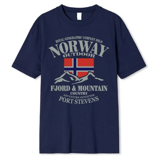 Summer Norway Flag Fjord Mountain Tshirt