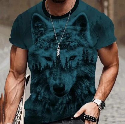 Retro Men Tshirt 3D Animal Printed Short Sleeve