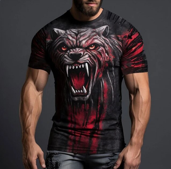 3D Fierce Animal Print Tshirt For Men