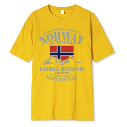 Summer Norway Flag Fjord Mountain Tshirt