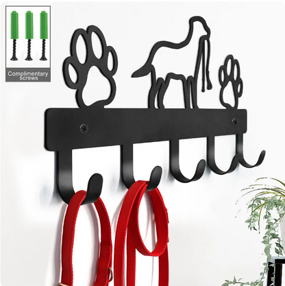 Metal Paw Pet Dog Hanger 5 Hooks Coat Key Lead Leash Wall Rack