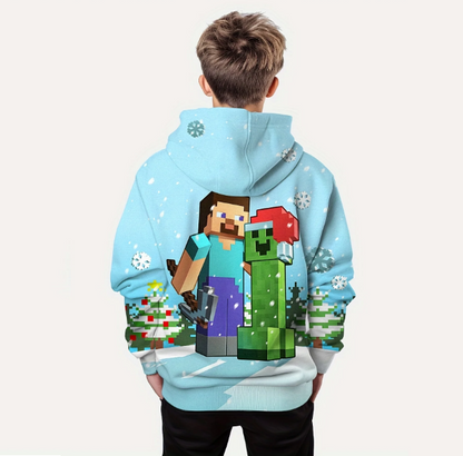 Minecarft Gaming 3D Printing Boys Casual Pullover Hooded Long Sleeve