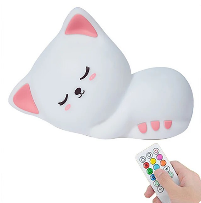 Touch LED Cat Night Light Remote Control For Kid