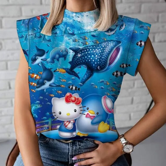 Summer Women Tshirts Fashion Hello Kitty