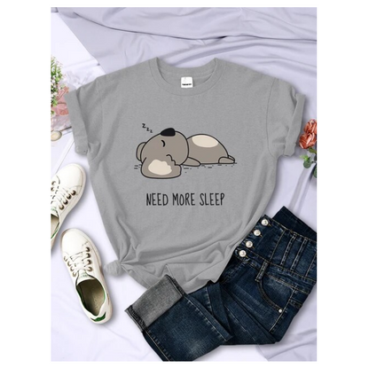 Need More Sleep Cartoons Bear Women Tshirt