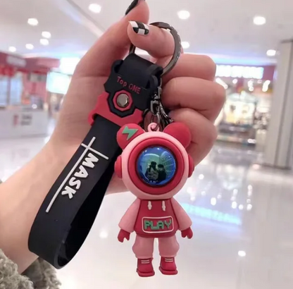 Cute Astronaut Bear Figure Keychain