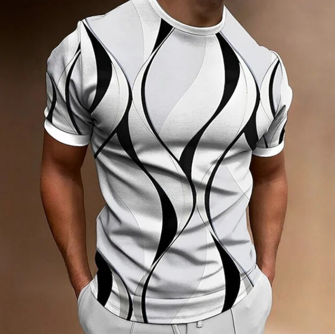 Men Tshirt 3D Striped