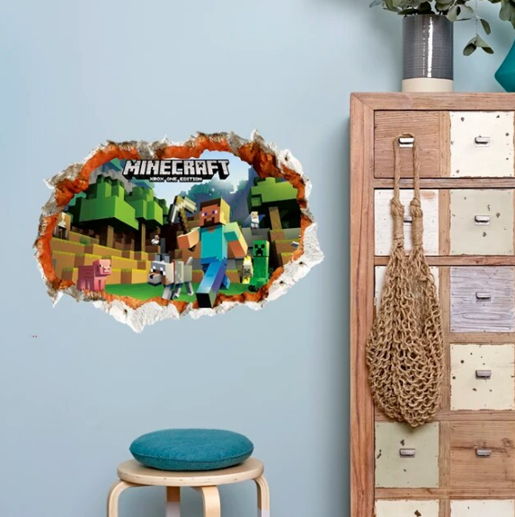 Minecraft Wall Stickers For Kids Bedroom Home Decoration