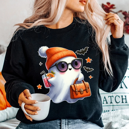 Halloween Ghost Pumpkin Bat Printed Women Sweatshirt Fashion