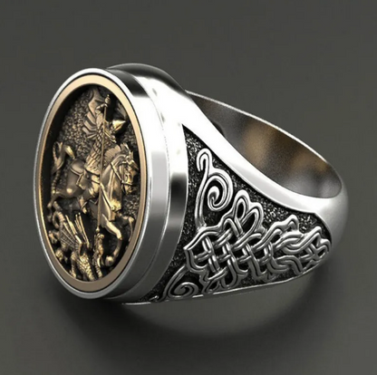 Punk Cool Men Finger Ring Dual Gold Color Metal Rome Soldier Horse