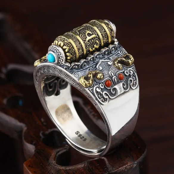 Lucky Silver Men Ring Trendy Personality Retro