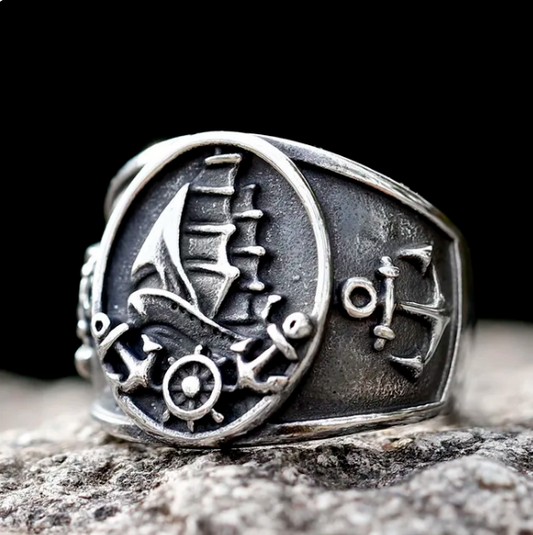 Viking Biker Ship Anchor Ring For Men Fashion