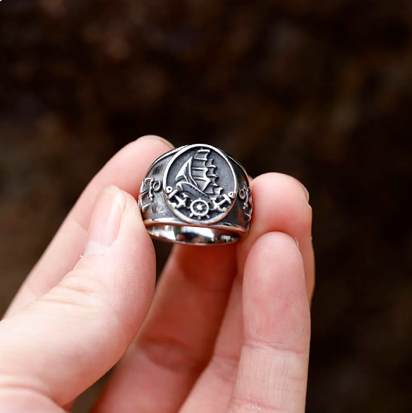 Viking Biker Ship Anchor Ring For Men Fashion