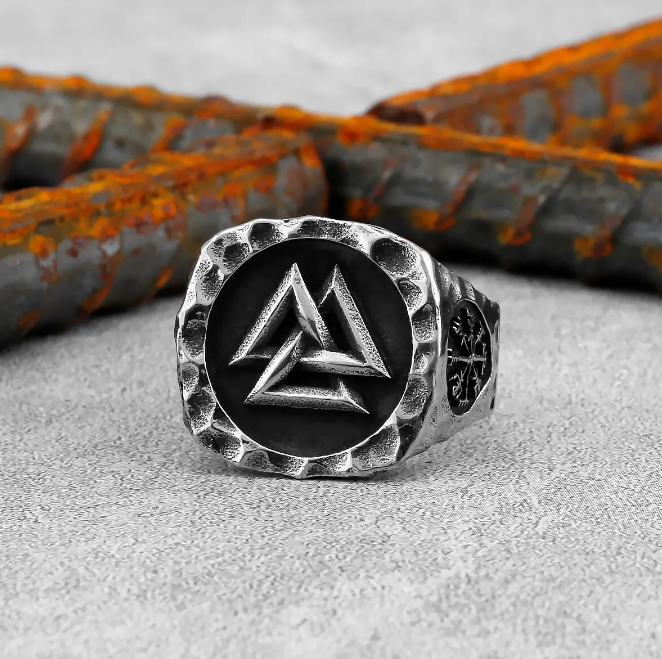 Vintage Nordic Valknut Ring Stainless Steel Viking Celtic Knot