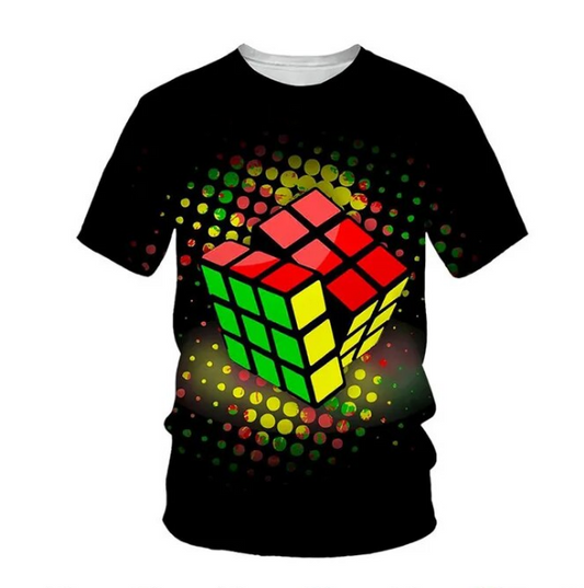 Rubik Cube Pattern 3D Printing Fashion Tshirt