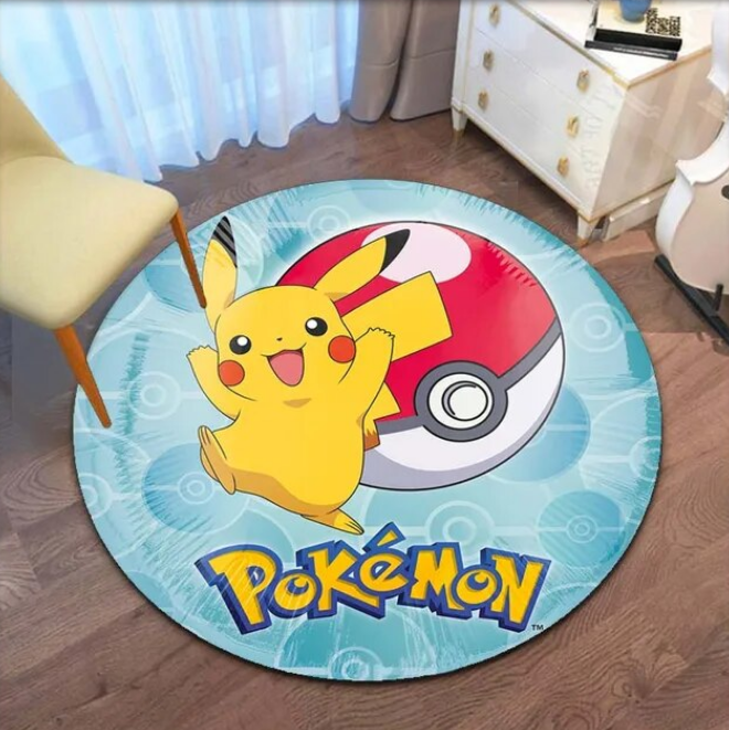 Round Carpet Floor Mat Cute Pikachu