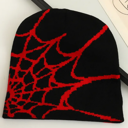 Spider Web Jacquard Beanie Caps Knitted Warm Hip Hop