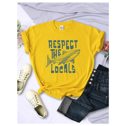 Respect The Locals Shark Prints Clothing Casual Personality Tshirts