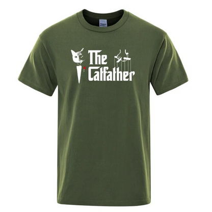 The Catfather Cat Printing Men Tees Shirts