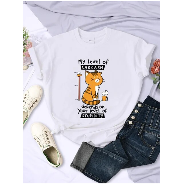 Funny My Level of Sarcasm Depends On Your Level Of Stupidity Graphic Women Tshirts