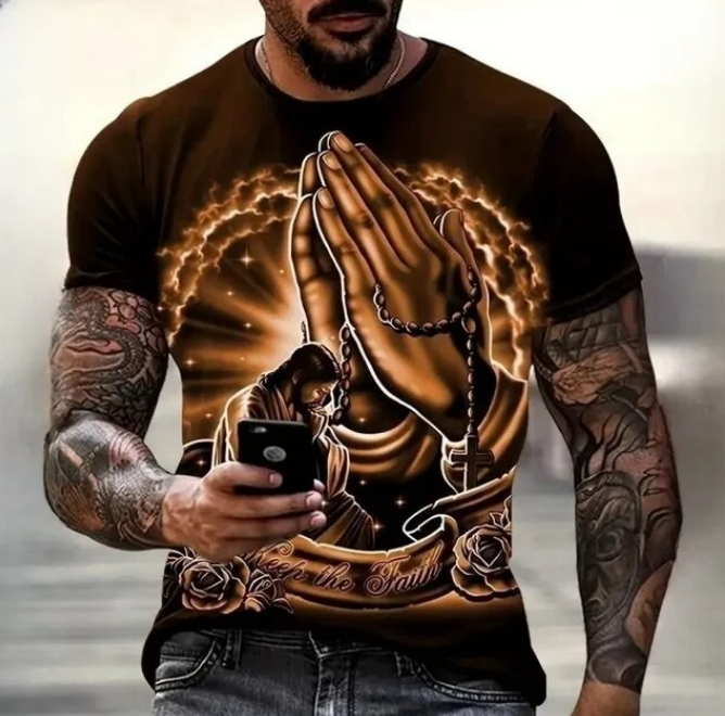 Christianity Pray Tshirts Fashion 3D Jesus Printing Tshirt For Men