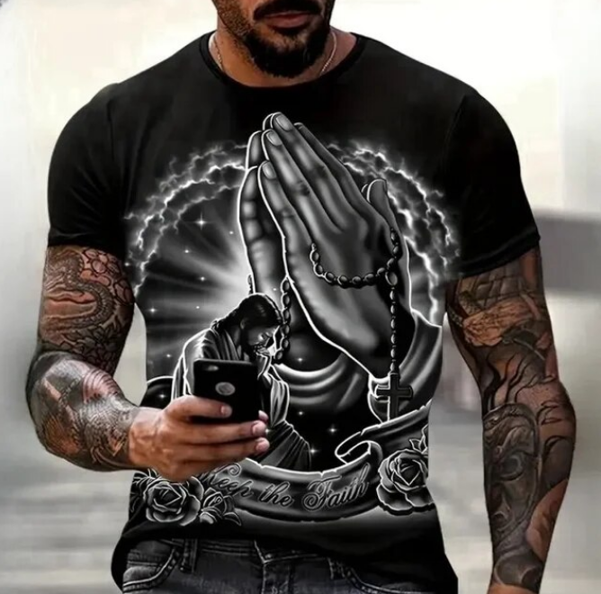 Christianity Pray Tshirts Fashion 3D Jesus Printing Tshirt For Men