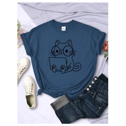 Careful Study Of Work Cat Sketches Women Tshirt