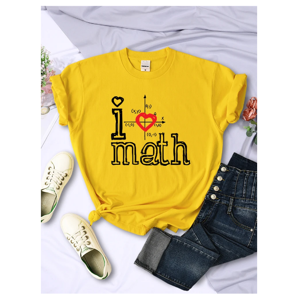 Fashion Logo I Love Math Printed Women Tshirts