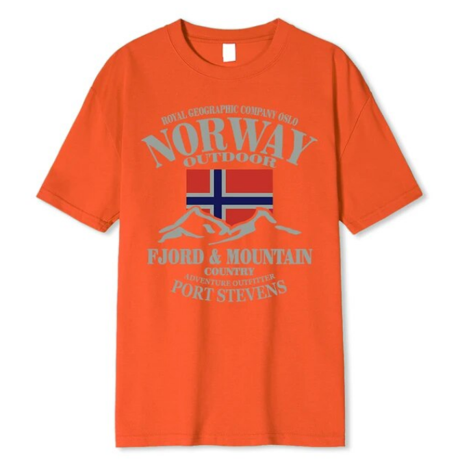 Summer Norway Flag Fjord Mountain Tshirt