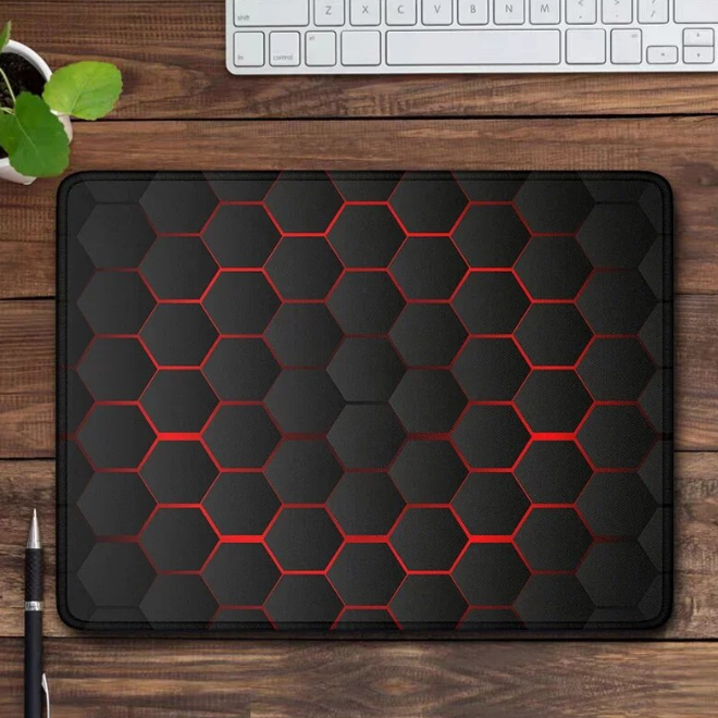 Abstract Black Hexagon Pattern Mouse Pad