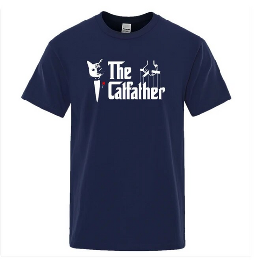 The Catfather Cat Printing Men Tees Shirts