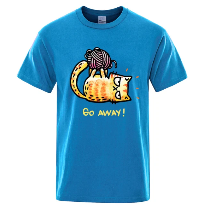 Angry Cat Go Away Cartoons Print Mens Tshirts