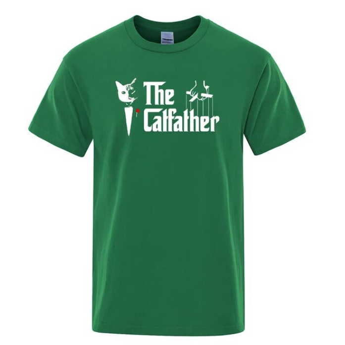 The Catfather Cat Printing Men Tees Shirts