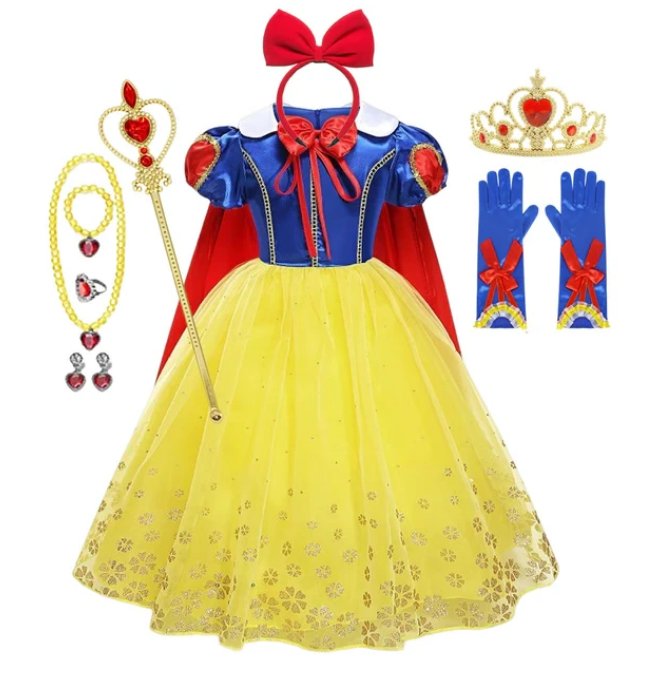 Girls Snow White Princess Dress Mesh Clothes Vestidos Kids