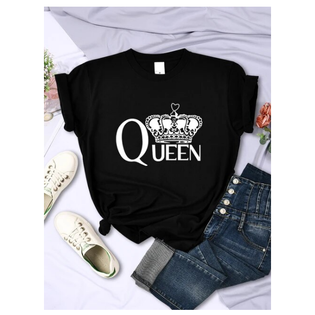 Queen Big Crown Printed Women Tshirts