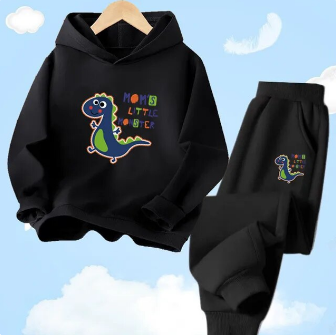 Children Autumn And Winter Suit Cartoon Dinosaur Printed Hoodie