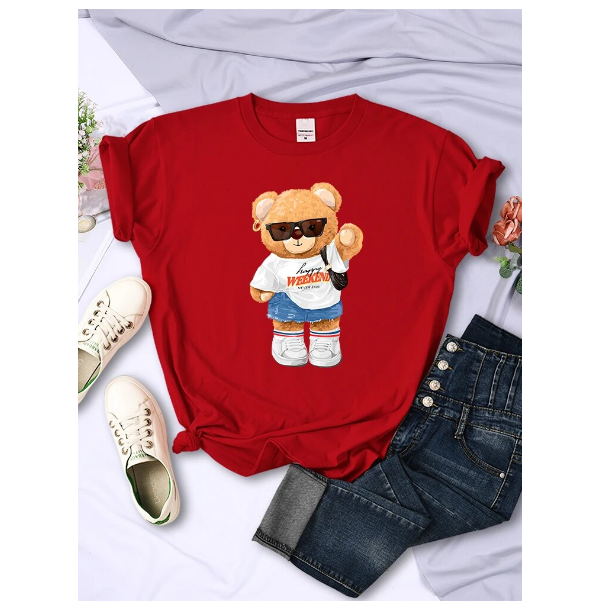 A Young Today Bear Girl Full Of Vitality Cute Printed Tshirt