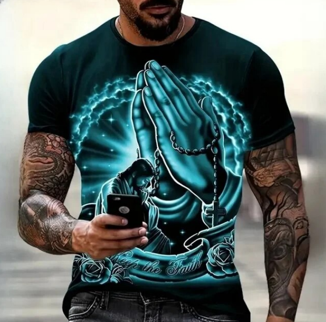 Christianity Pray Tshirts Fashion 3D Jesus Printing Tshirt For Men