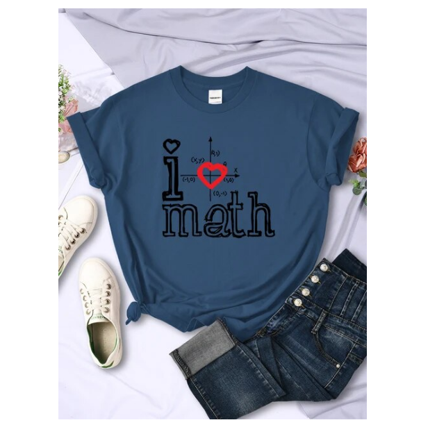 Fashion Logo I Love Math Printed Women Tshirts