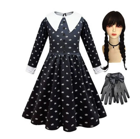 Girl Wednesday Addams Dress Children Cosplay Costume - DUGO