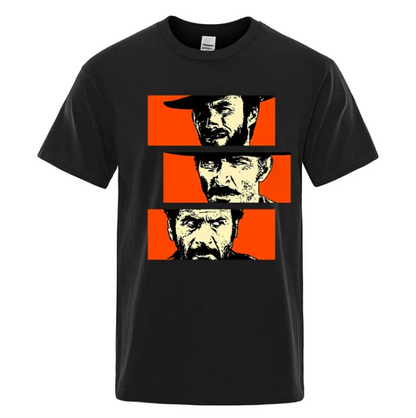 The Good the Bad and Ugly Blondie Angel Eyes Tuco Cowboy Tshirt