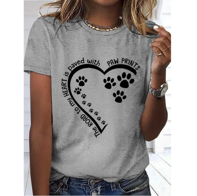 Women Dog Lovers Print Tshirts Casual Fashion