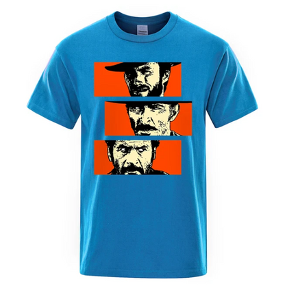 The Good the Bad and Ugly Blondie Angel Eyes Tuco Cowboy Tshirt