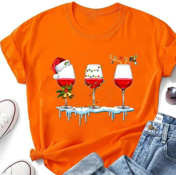 Funny Christmas Pattern Tshirt Short Sleeve