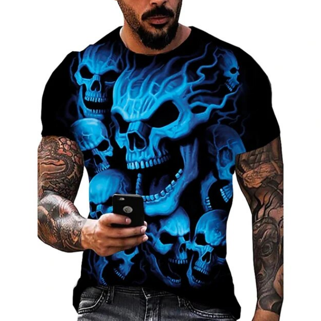 Tshirt Summer Fashion Skull Theme 3D