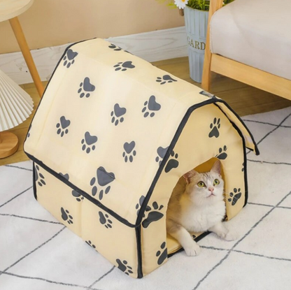 Pet House Portable Cat Dog Villa Footprint Pattern Cats Dogs